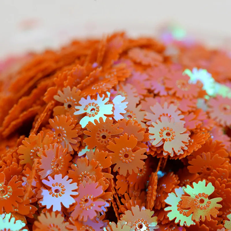 50g/500g PVC Paillette Sequins Daisy Flower Loose Colorful Lentejuelas for DIY Crafts Sewing Clothes Decor Manicure Accessories Quake 86 orange 500g