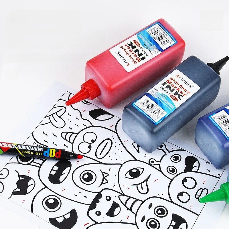 1pc Whiteboard pen ink 500ML replenishment liquid water-based large capacity erasable environmentally friendly filling liquid Quake