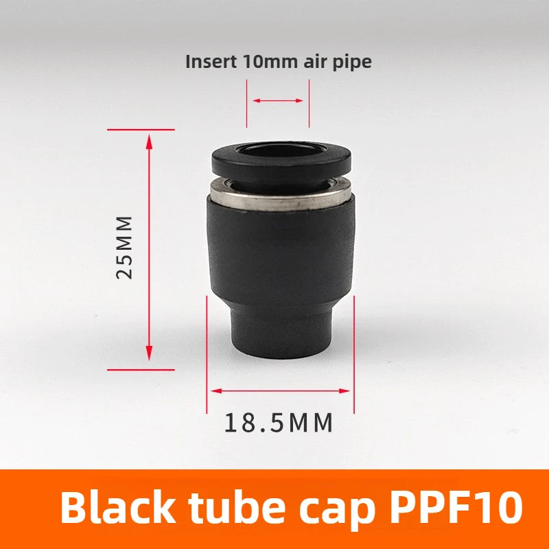 3/5PCS PPF Pneumatic Joints PPF Pipe Caps, Straight-through, Quick Plug Air Hoses, Caps, Pipe Plugs,4/6/8/10/12/14/16 Pipe Plugs Quake PPF-10(Black) 5pcs