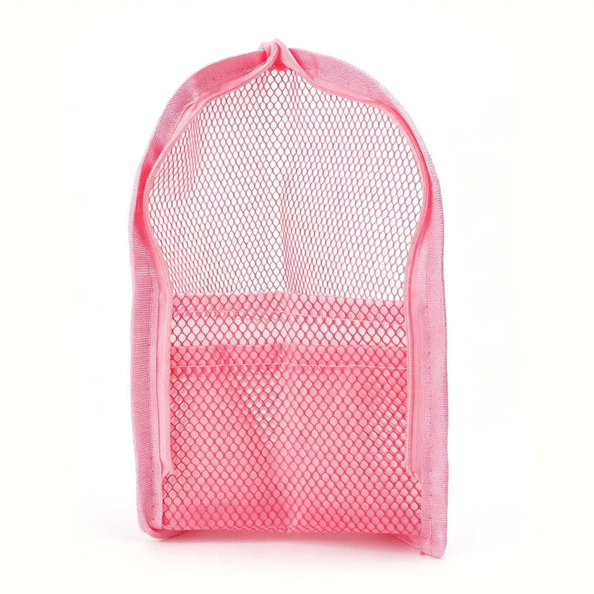Portable Waterproof 3D Cosmetic Bag Mesh Toiletry Bag Toothbrush Toothpaste Storage Box Folding Zipper Travel Makeup Brush Bag Quake Pink 5PCS