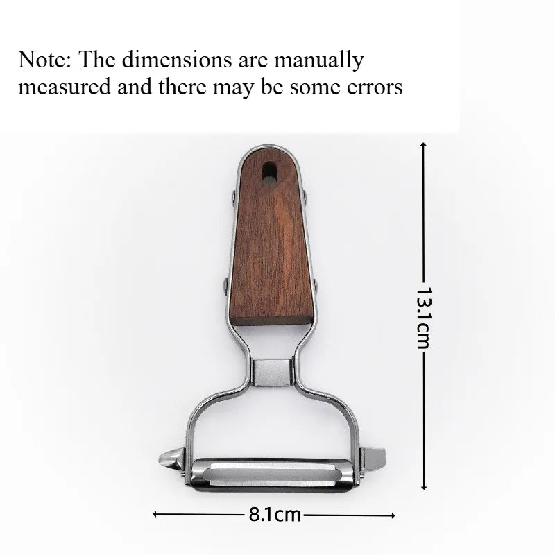 Wood Handle Stainless Steel Wide‑Mouth Vegetable Peeler Home Kitchen Fruit Potato Peeling Tool for Thick Skin Peeling Gadget Quake A