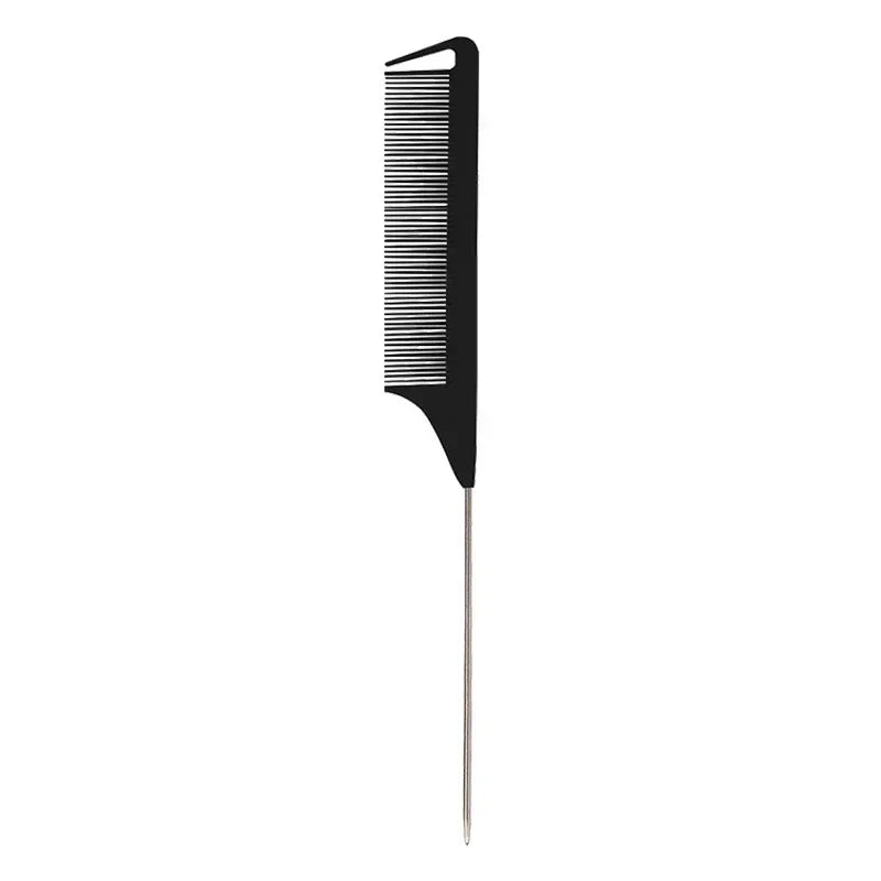 Steel Needle Professional Styling Plastic Heat Resistant Anti-Static Braiding Rat Tail Curved Parting Comb Barber Accessories Quake si black