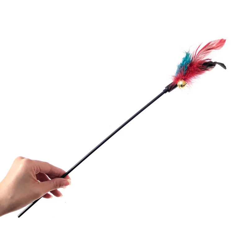 Cat Teaser Wand Toy Set With Mesh Hanging Storage Bag Self Adhesive Hook Interactive Kitten Feather Wand Organizer Kit Quake