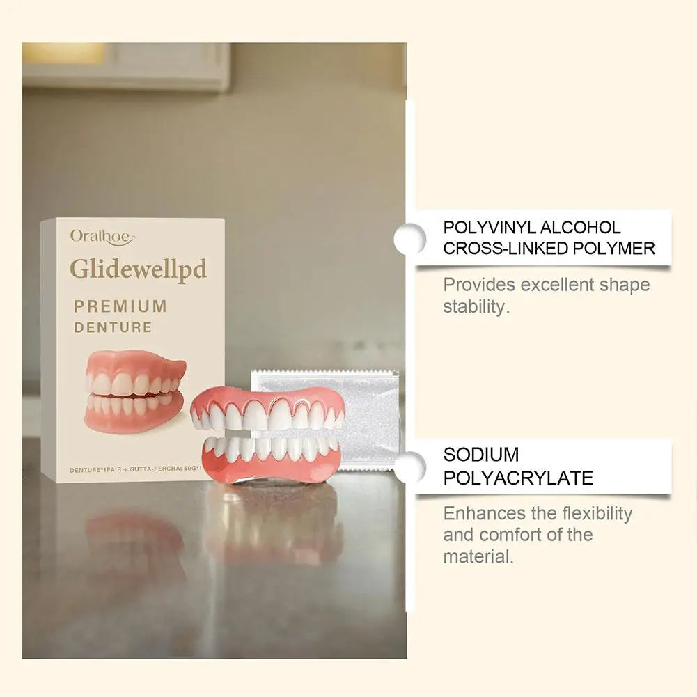 Reusable Denture Set for Aesthetic Smile Enhancement Soft Comfortable Food Grade Silicone Teeth Cover Easy Clean Long Term Use Quake
