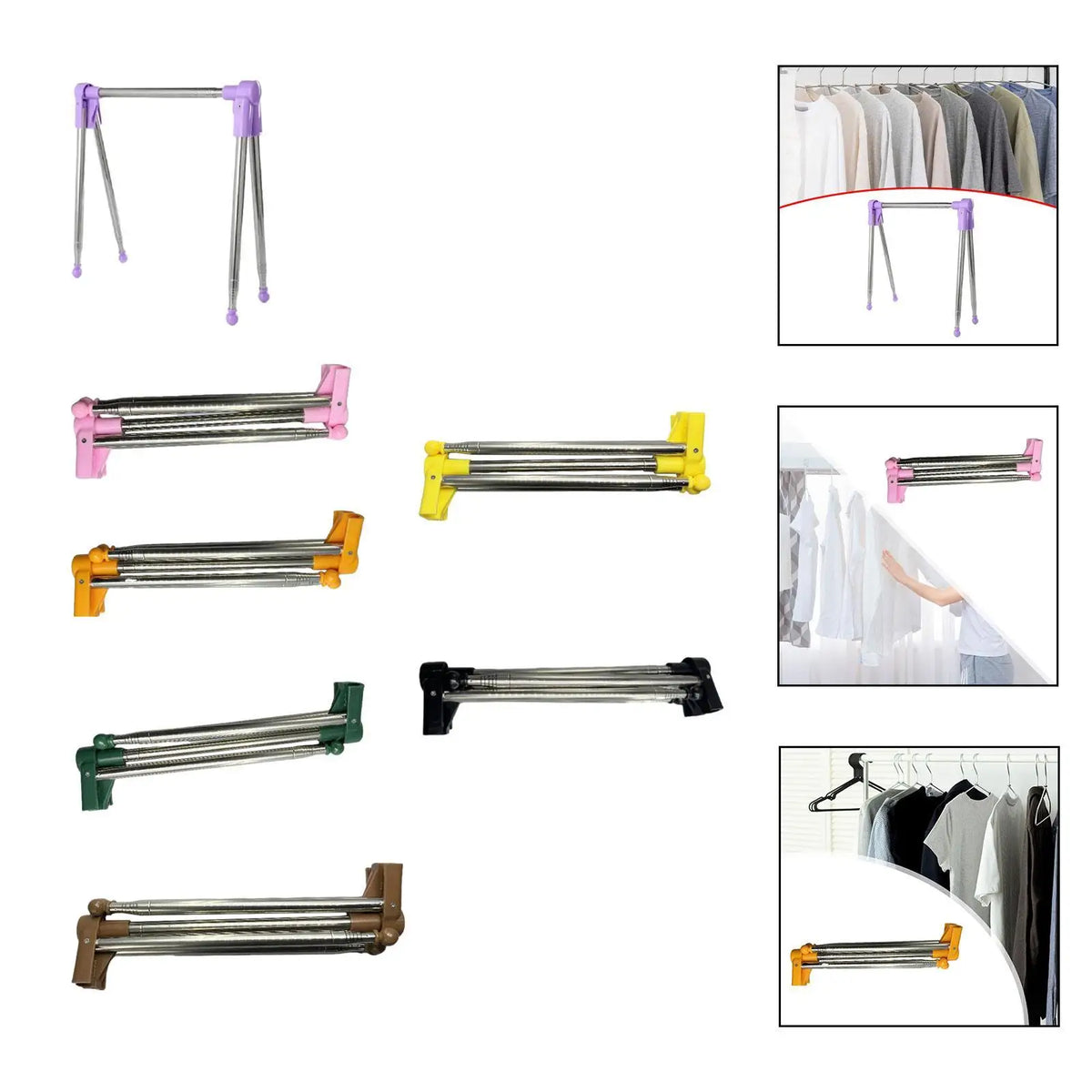 Portable Travel Garment Rack Mini Clothing Rack Lightweight Folding Clothes Rack for Cloakroom RV Balcony Camping Indoor Quake