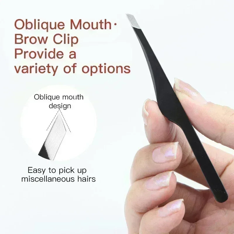 Gold Silver Black Stainless Steel Hair Removal Tweezers Eyebrow Tweezers Slant Tip Makeup Tools Point Tip Flat Tip Rose Cosmetic Quake