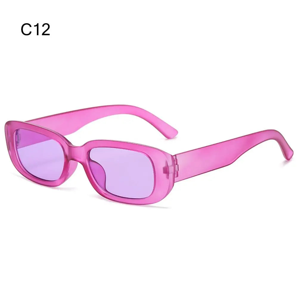 Trendy Narrow Square Frame Y2K Sun Glasses Candy Color UV400 Protection Rectangle Sunglasses Black Shades for Women Men Quake C12
