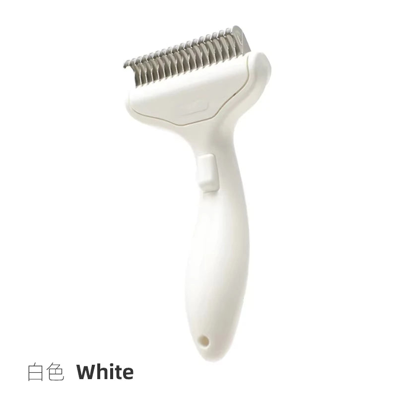 Stainless Steel Dog Hair Removal Brush Comb Pet Hair Remover Brush For Dogs Grooming Tools Pets Dematting Comb Dogs Accessories Quake WHITE
