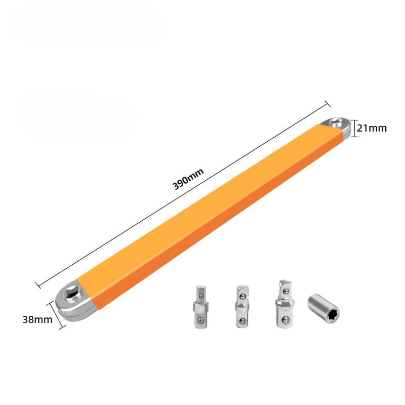 Compact Offset Extension Wrench Dual Purpose Multi Adapter Professional Impact Socket Ratchet Automotive Hand Tool Quake Long-Yellow