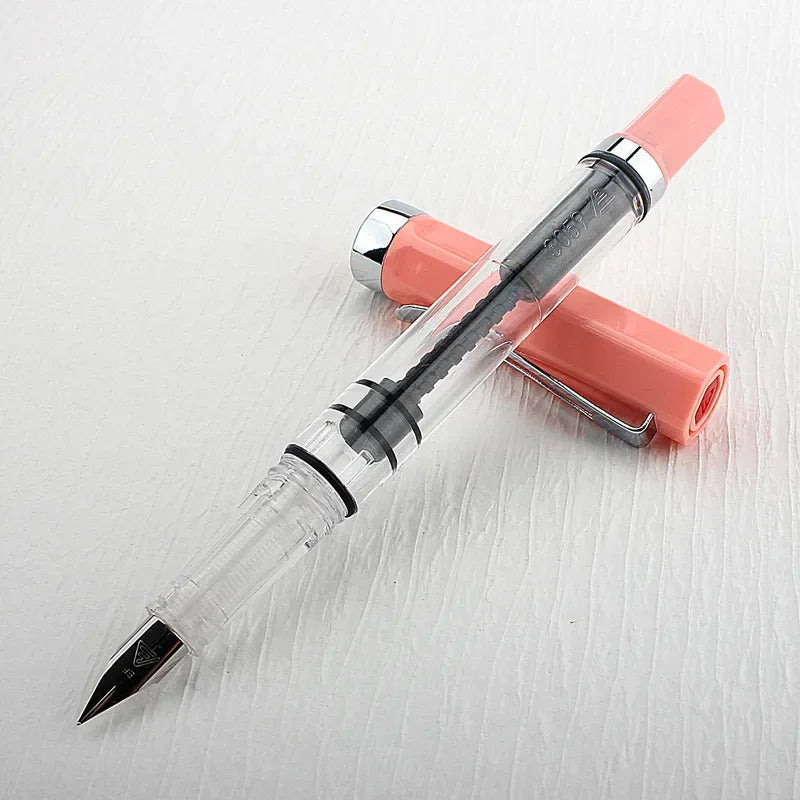 High Quality 3059 Piston Fountain Pen Resin Transparent Ink Pen EF/F Nib 0.38/0.5mm Fountain Pen Business Gif Quake