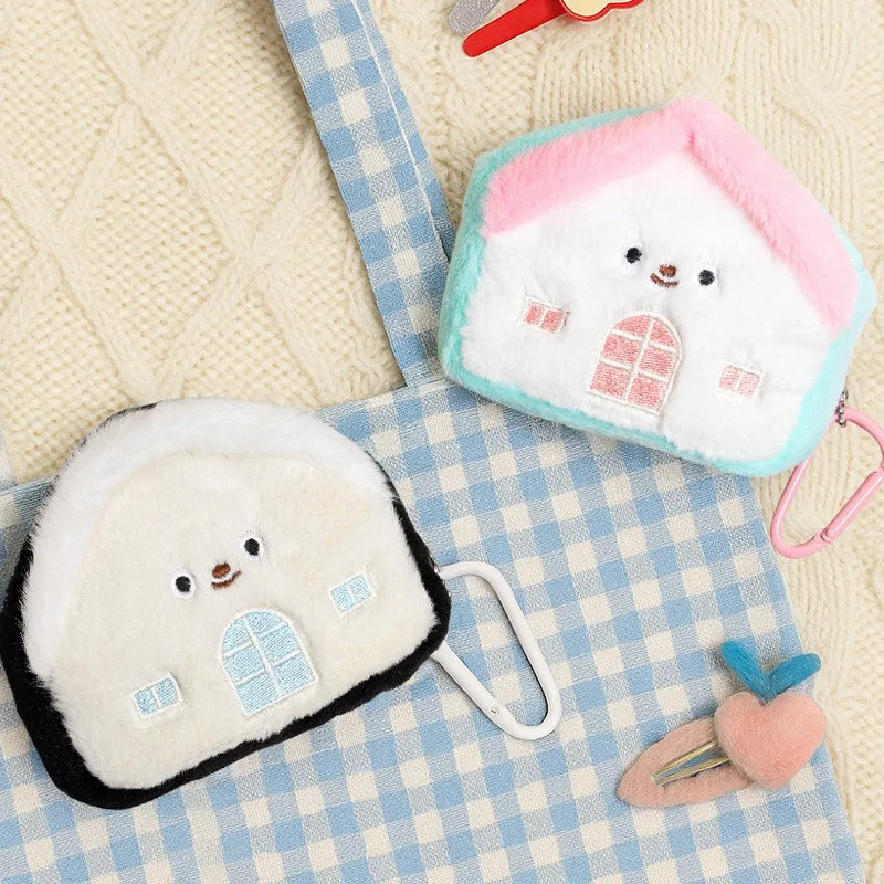 1pc Creative Small House Zero Wallet Headphones Data Cable Storage Bag Portable Sanitary Cotton Bag Girls' Backpack Pendant Quake