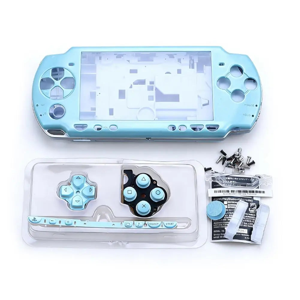 Replacement Full Shell Kit for PSP2000 Console Upper Cover Case Precise Fit Durable ABS Housing Buttons Screws Multi Colors Quake green