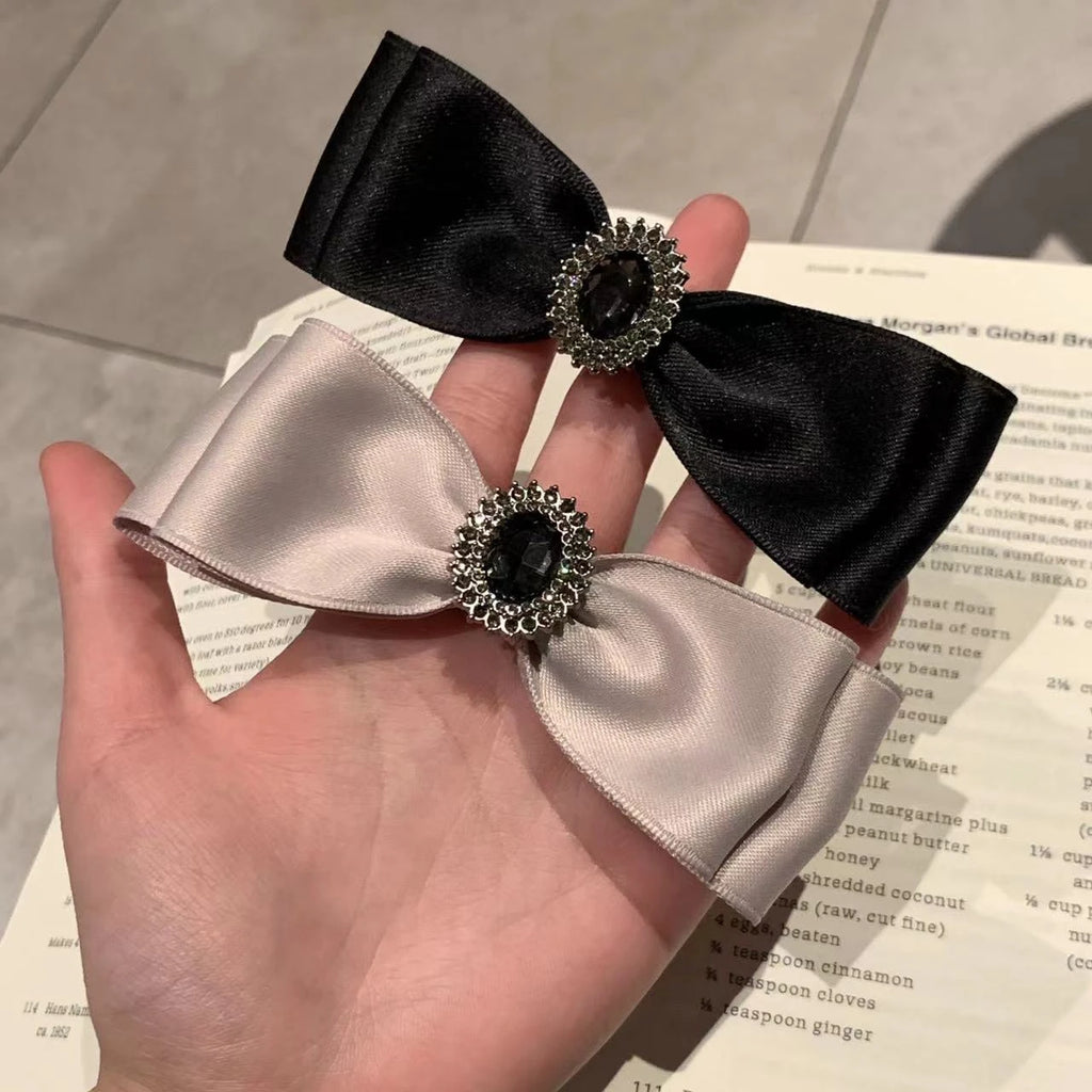 New Semi-tie Ponytail Hairpin Back Head Luxury Rhinestone Bow Hairpin Girl Headdress Spring Clip Quake