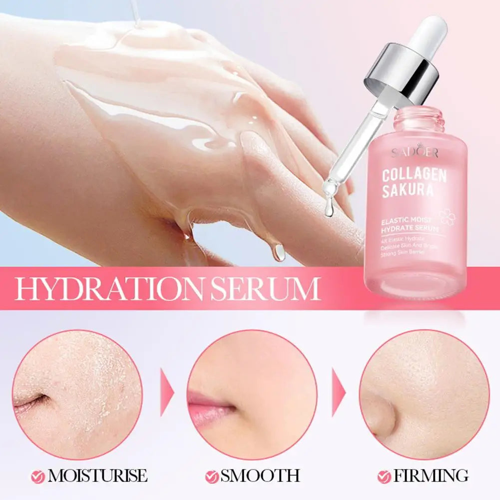 SADOER Sakura Facial Serum Hydrating Whitening Minimizing Firming Face Essence Facial Skin Care Products Quake