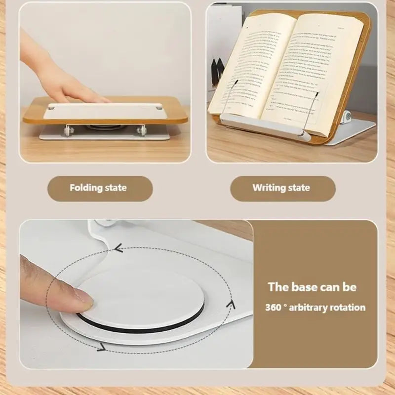 Book Stand for Reading Adjustable with 360 Degree Rotating Base Book Holder K1KF Quake