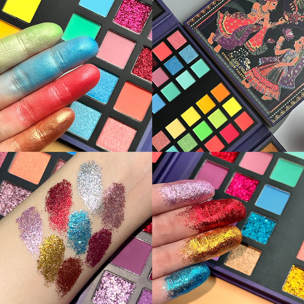 72 Colors Glitter Eyeshadow Palette Matte Waterproof Long Lasting Pressed Powder Cosmetics Kit Fashion Women Eye MakeUp Pallet Quake
