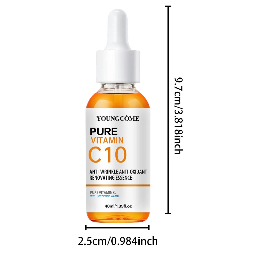 Vitamin C10 Whitening Serum Remove Freckles Dark Spots Face Essence Fade Melasma Melanin Brighten Repair Dull Skin Care Quake 40ml