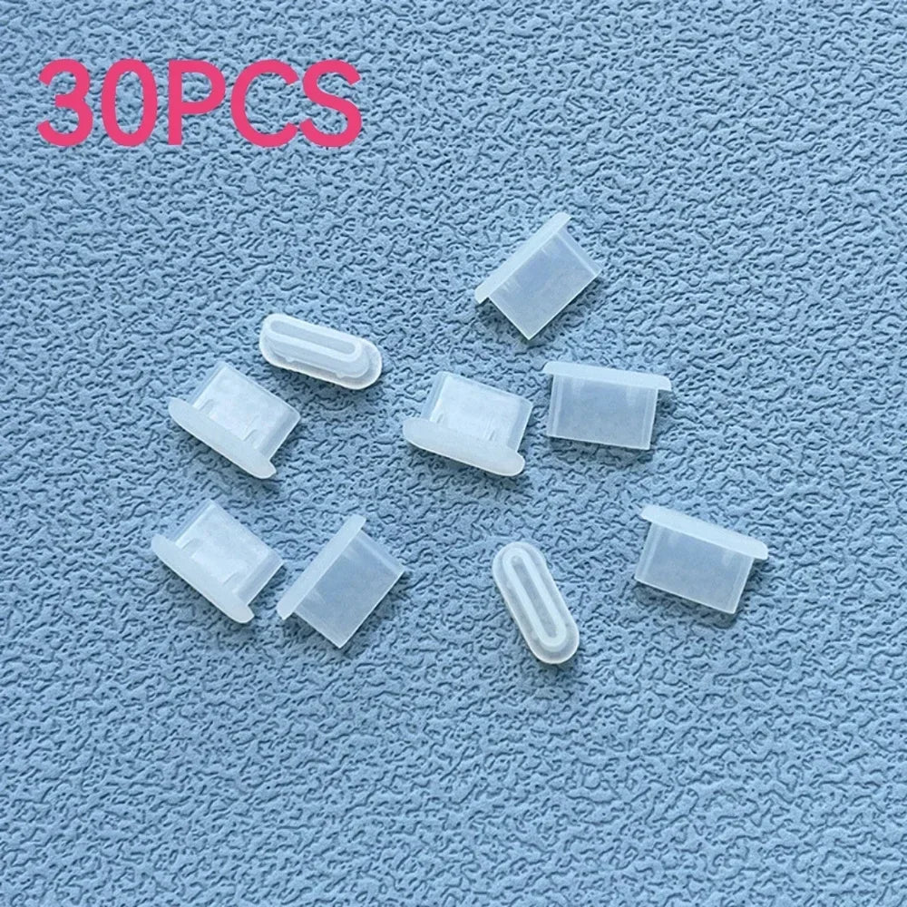 Cover Phone USB 10/30/50PCS Type-C Silicone Dust Plugs Charging Port Protector Type C Anti-dust Cap for Samsung Xiaomi Huawei Quake Stransparent 30PCS