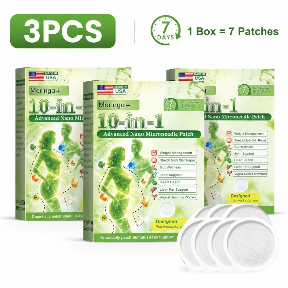 Moringa Berberine NAD Patches 10 in 1 Nano Microdart Body Care Stickers Ultra Thin Invisible Daily Wellness Support Quake 3pcs