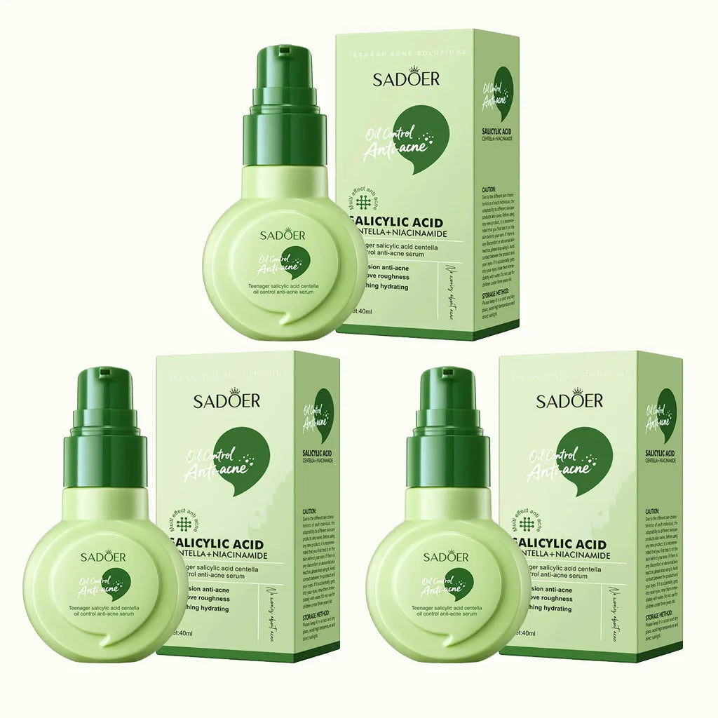 Salicylic Acid Anti-Acne Serum with Centella & Niacinamide – Pore Refining, Oil Control & Hydrating Facial Essence for Smooth Sk Quake 3PCS