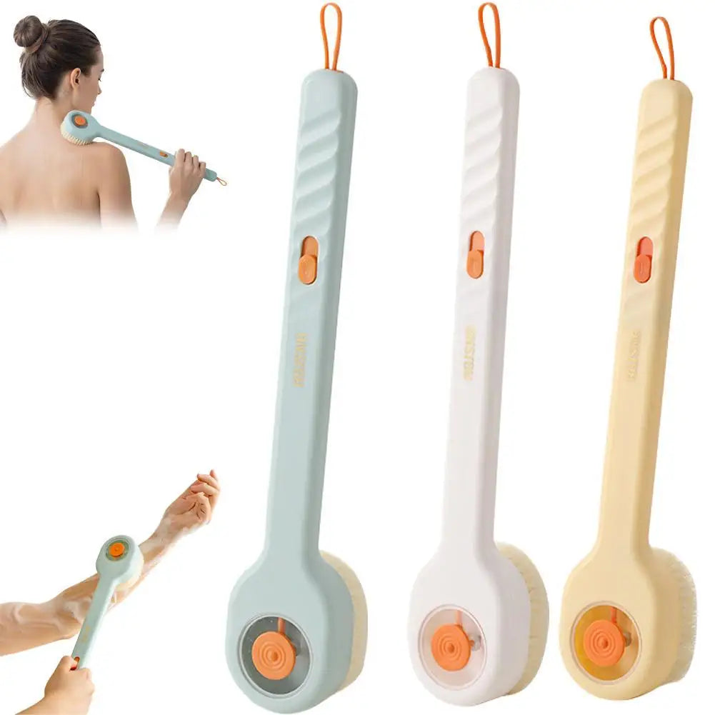 Liquid Filled Soft Long Handle Hair Bath Brush, with A Back Rubbing Tool and A Long Handle for Showering Bath Accessories Quake