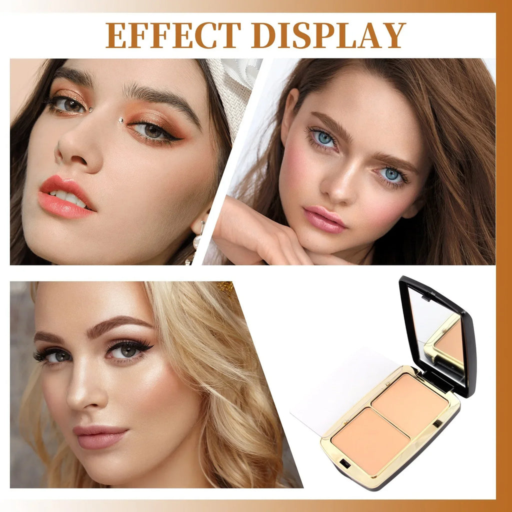 MISSROSE Double Layer Pressed Face Powder with Mirror 3 Natural Colors Lightweight Matte Finish Setting Powder for Valentine's Quake