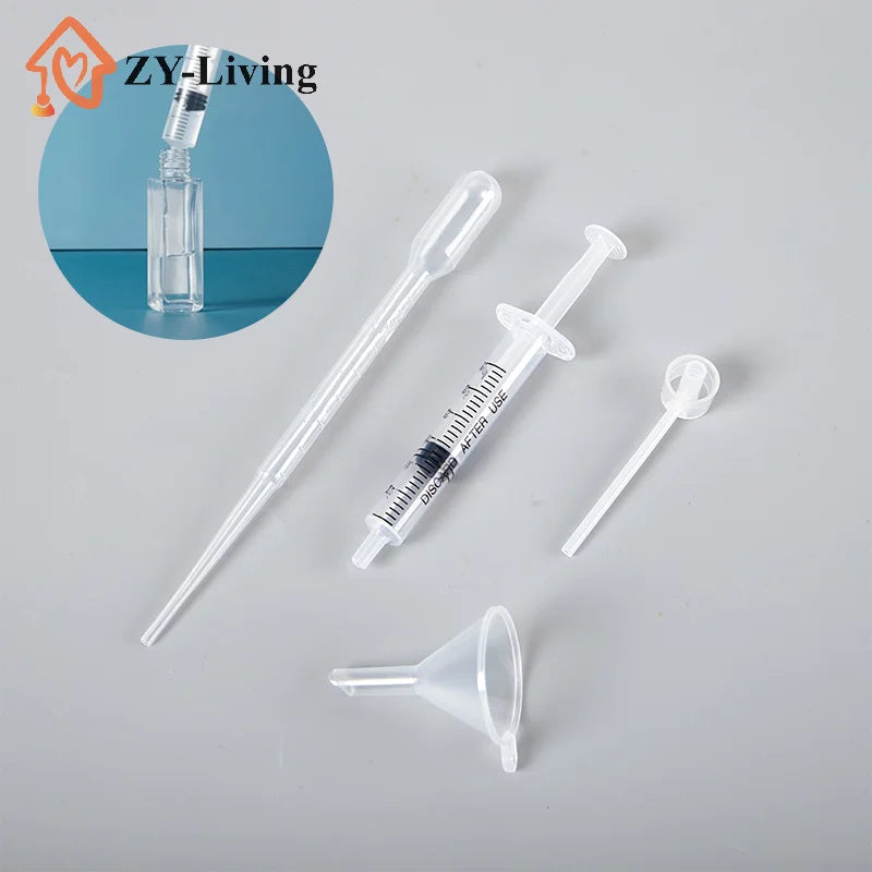 4Pcs/Set Perfume Refill Tools Set Plastic Diffuser Syringe Straw Dropper Funnel Spray Dispensing Required Cosmetic Tools Quake