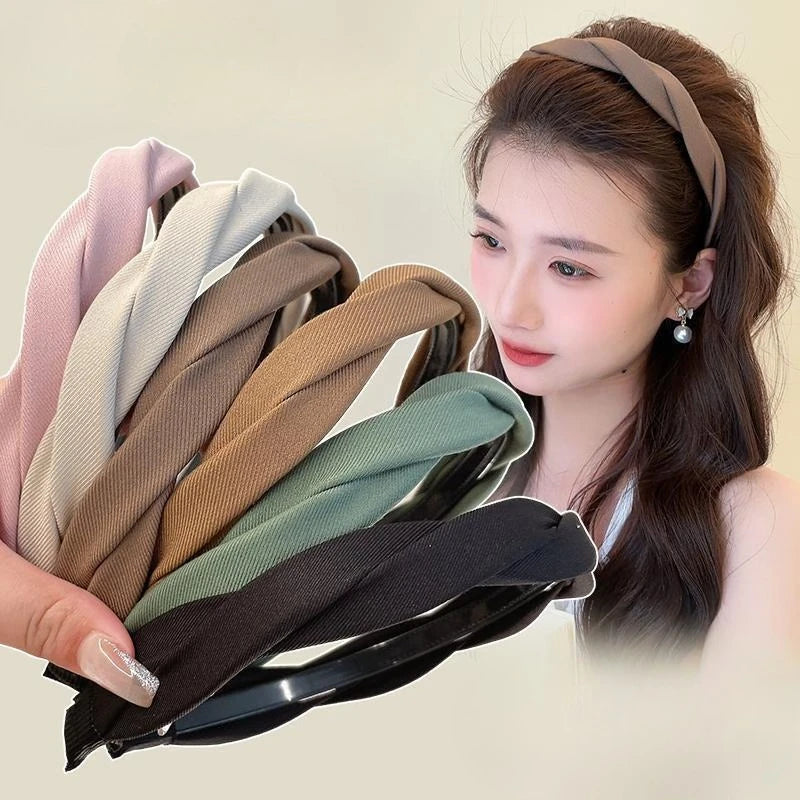 Solid Fabric Wrap Headband for Women Girls Sweet Elegant Headband Simple Hair Hoop Head Band Hair Ornament Fashion Accessories Quake