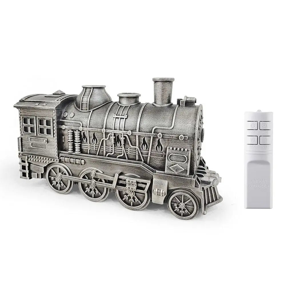Vintage Train Humidifier Aromatherapy Diffuser Jellyfish Mist LED Light Remote Control Timer Christmas Decoration Gift Quake Silver UK