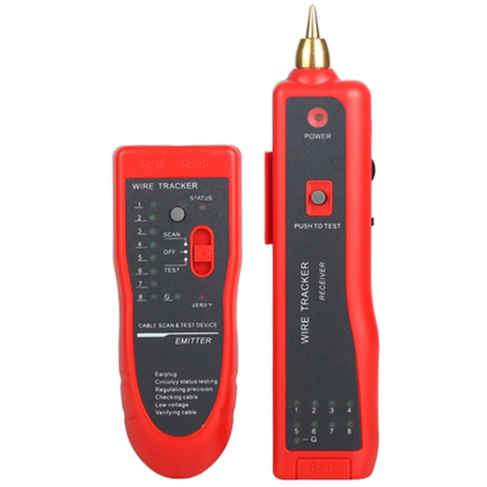 Network Cable Tester LAN Telephone Wire Tracker Diagnose Tone Tracer for STP UTP Cat5 Cat6 RJ45 RJ11 Detector Line Finder Quake Red