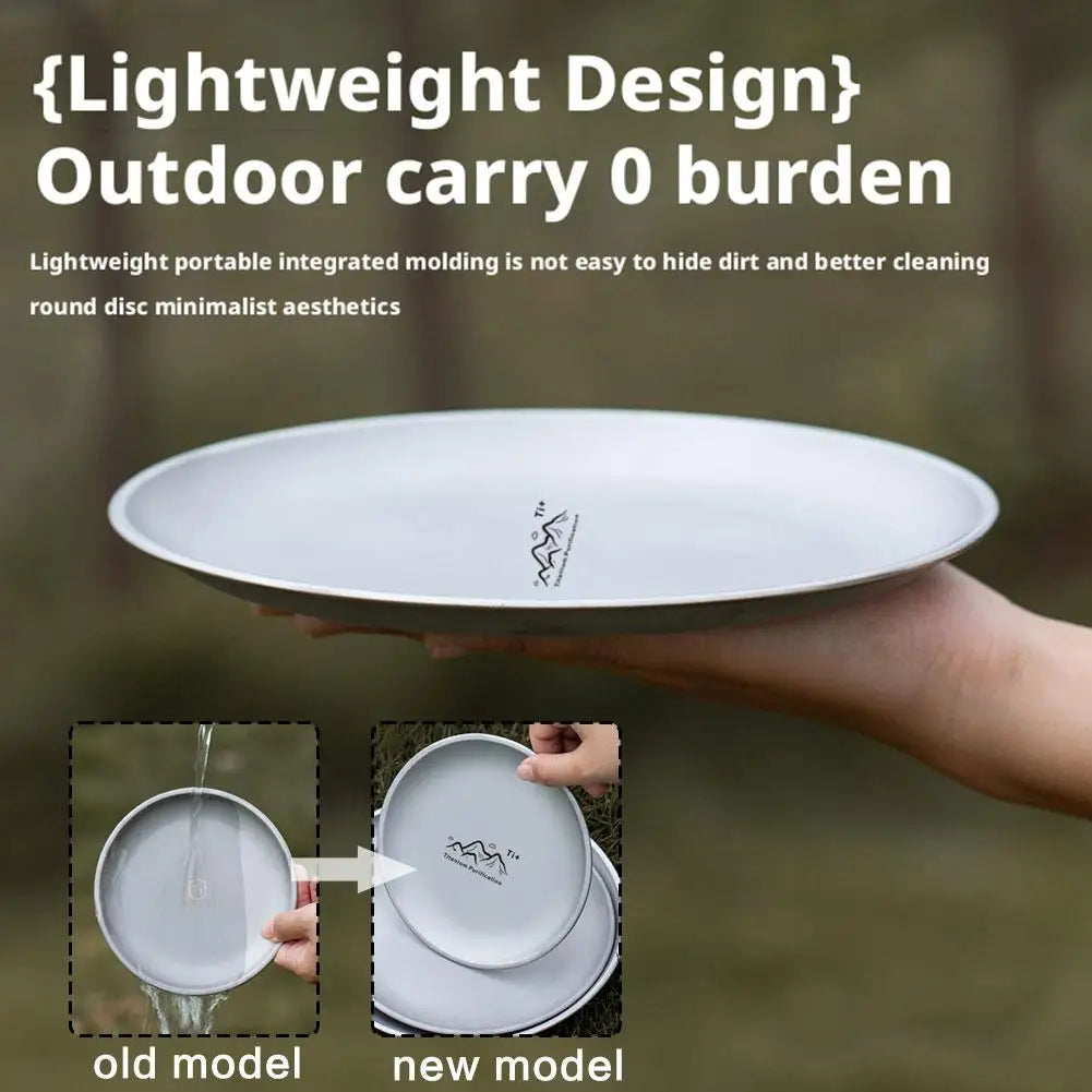 Titanium Camping Plate Multi-Purpose Creative Camping Plate For Barbecue Home Titanium Dinnerware Round Frosted Picnic Gear Quake