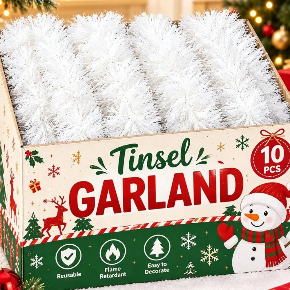 White Christmas Tinsel Ribbons DIY Garland Xmas Tree Hanging Ornament Halloween Wedding Birthday Party Home Decoration Supply Quake