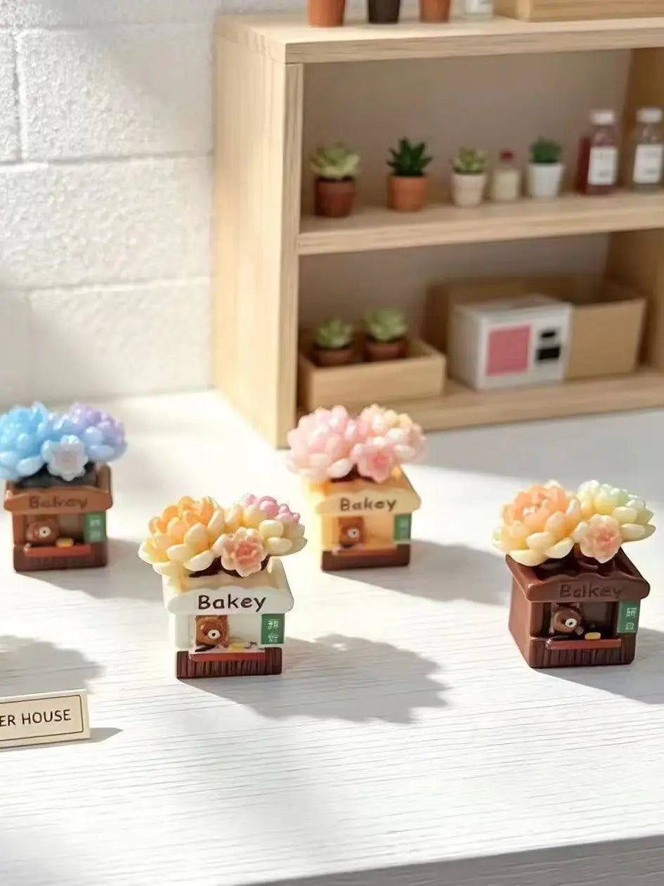 10Pcs Colorful Miniature Home Decor Bear Succulent Plant Resin Ornament Dollhouse For Fairy Garden DIY Jewelry Making Accessory Quake