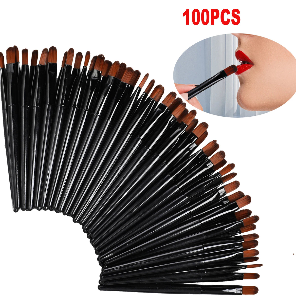 50/100Pcs Disposable Lip Brush Gloss Wands Applicator Makeup Cosmetic Brush Lip Liner Brush Eyeliner Brush Makeup Tools Quake 100pc Lip Black