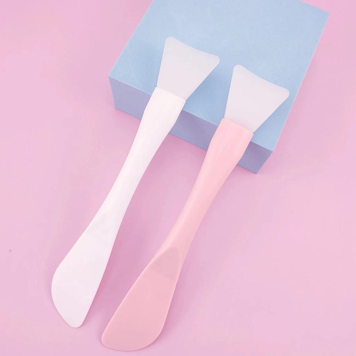 Dual-use DIY Mud Film Brushes Knife Type Flat Head Silicone Plastic Facial Mask Brushes Silicone Film Adjusting Rod Beauty Tools Quake No.6 2pcs set