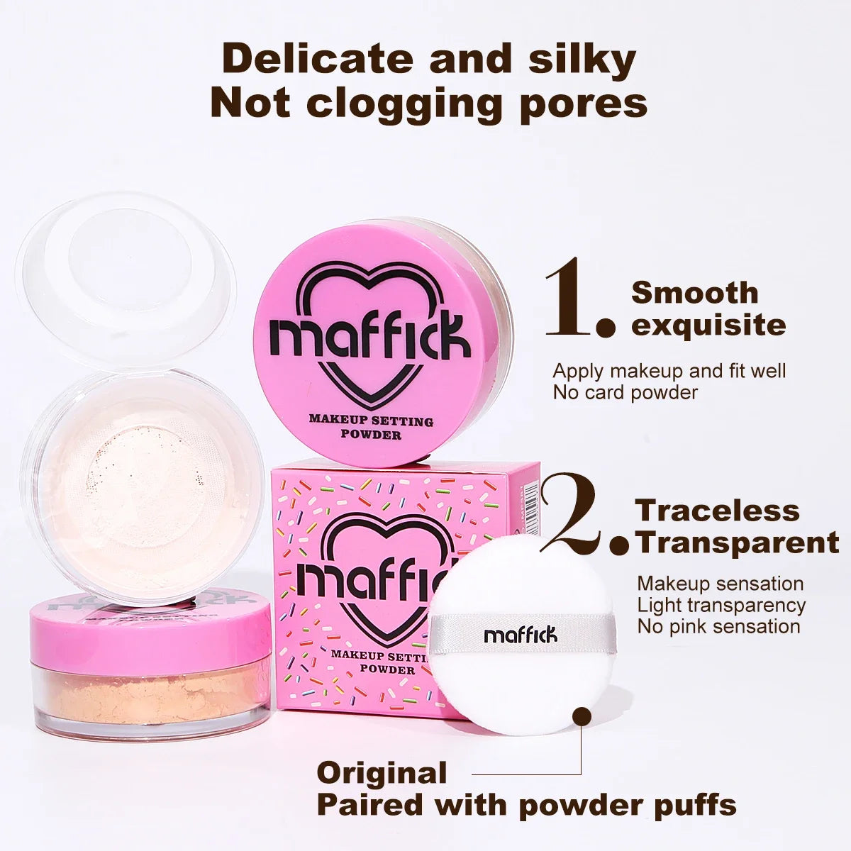 Heart Loose Powder for Girls, Vitality Skin, Softening Air Powder, Oil Control, Sweatproof, Waterproof Makeup Powder Quake