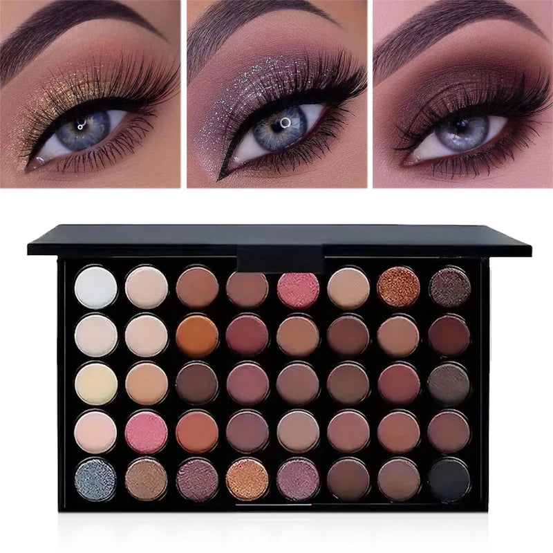 40 Colors Glitter Eyeshadow Palette Matte Waterproof Long Lasting Pressed Powder Cosmetics Kit Fashion Women Eye Makeup Palette Quake 01