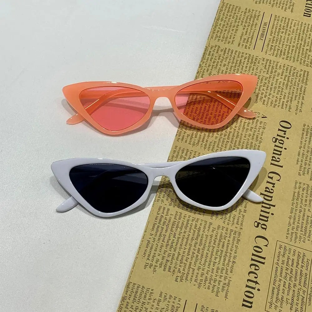 Vintage Small Frame Cat Eye Sunglasses UV400 Protection Trendy Retro Shades Streetwear Accessories for Women Quake White