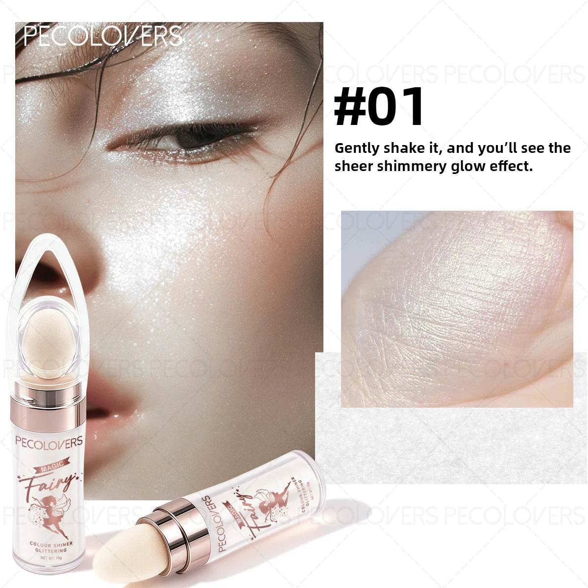 Magic Shine Highlight Pat Powder, Face & Full Body Highlight Brightening Natural Three-dimensional Contouring Blush Quake 01