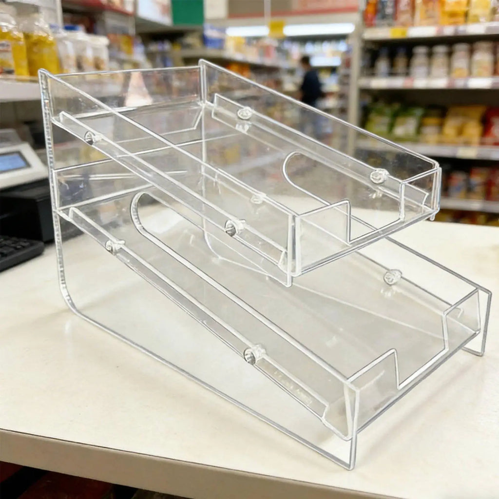 Double Layer Acrylic Showcase Shelf Clear Display Box for Coffee Capsule Chocolate Bar Snack Organizer Store Counter Rack Quake