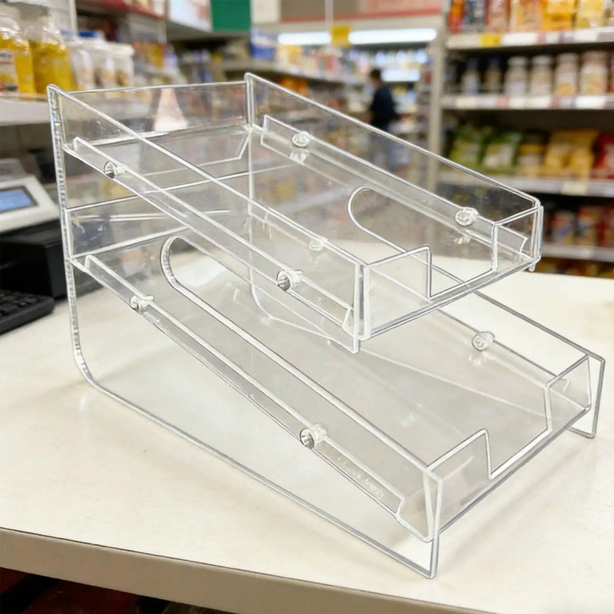 Double Layer Acrylic Showcase Shelf Clear Display Box for Coffee Capsule Chocolate Bar Snack Organizer Store Counter Rack Quake