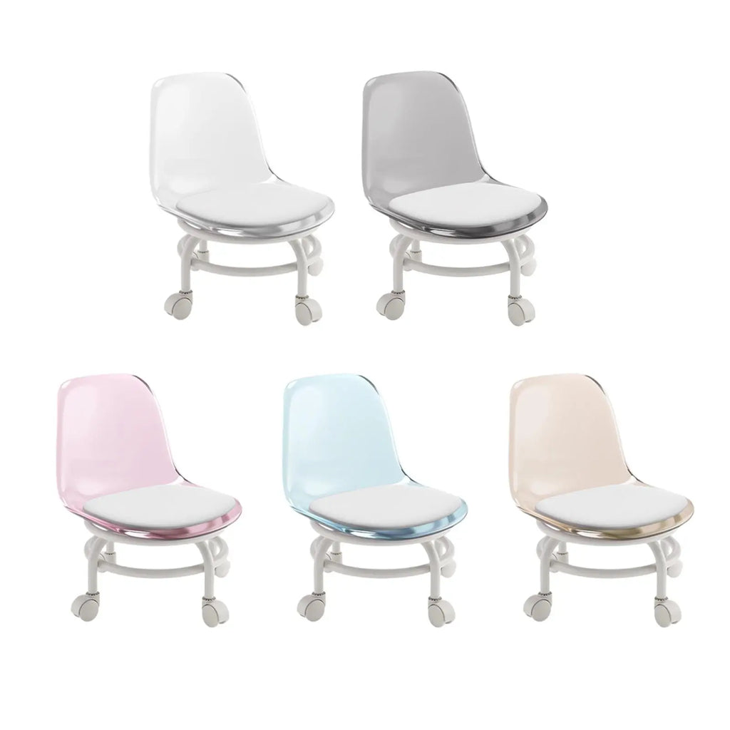 Rotating Low Stool Chair with Backrest PU Leather Ergonomic Roller Seat for Salon Spa Home Office Cleaning Quake