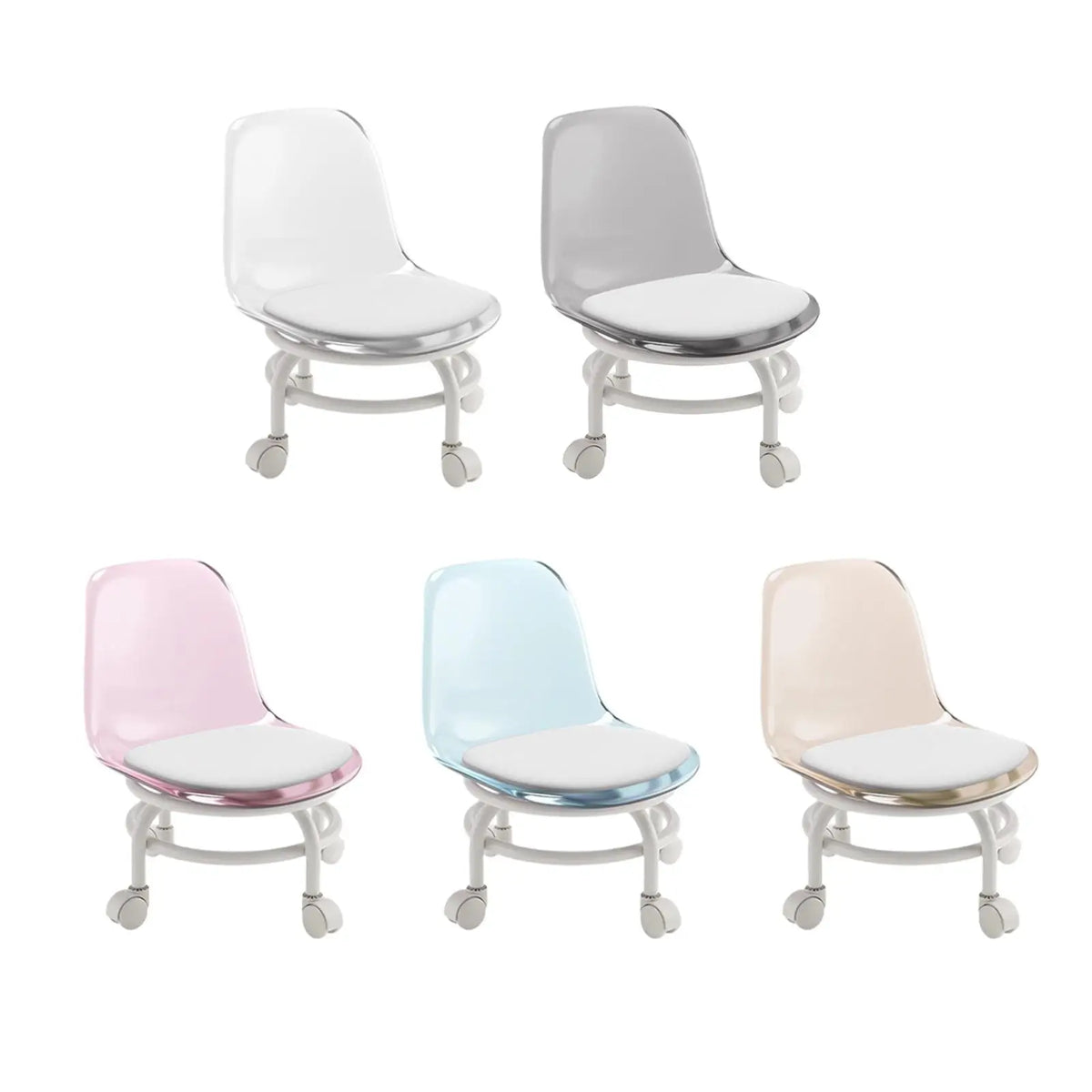 Rotating Low Stool Chair with Backrest PU Leather Ergonomic Roller Seat for Salon Spa Home Office Cleaning Quake