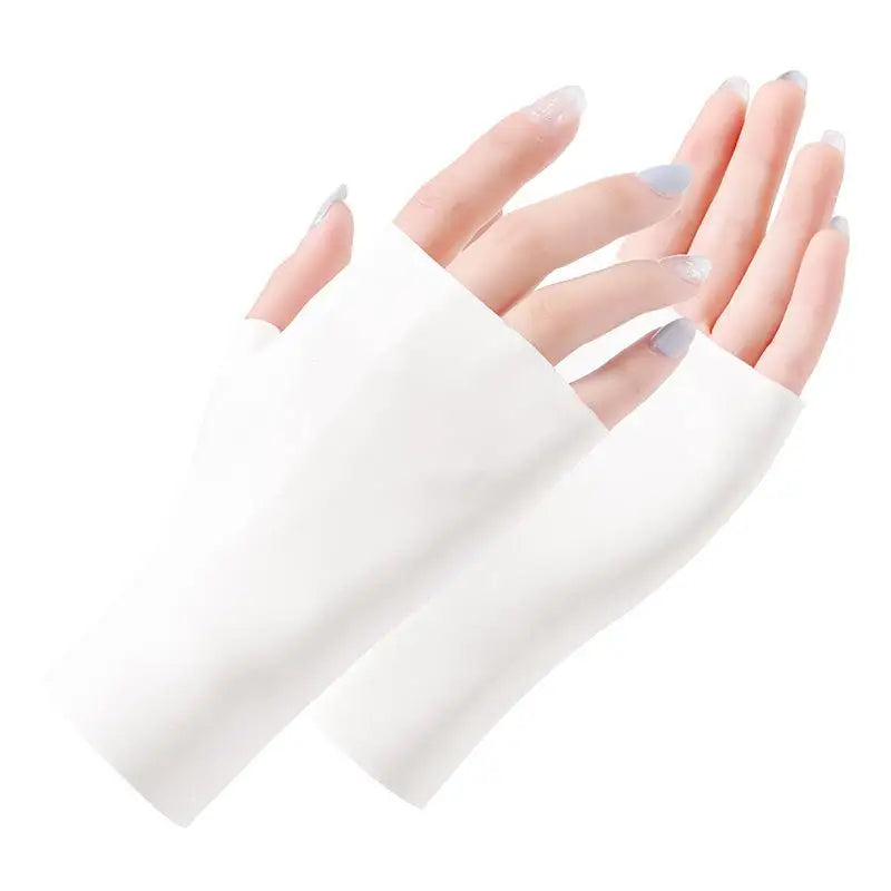 Pro Uv Protection Gloves For Nail Art Gel Nail Lamp Sunscreen Gloves Fingerless Hand Sun Care Thin Cool Ice Silk Silky Sun Glove Quake WT