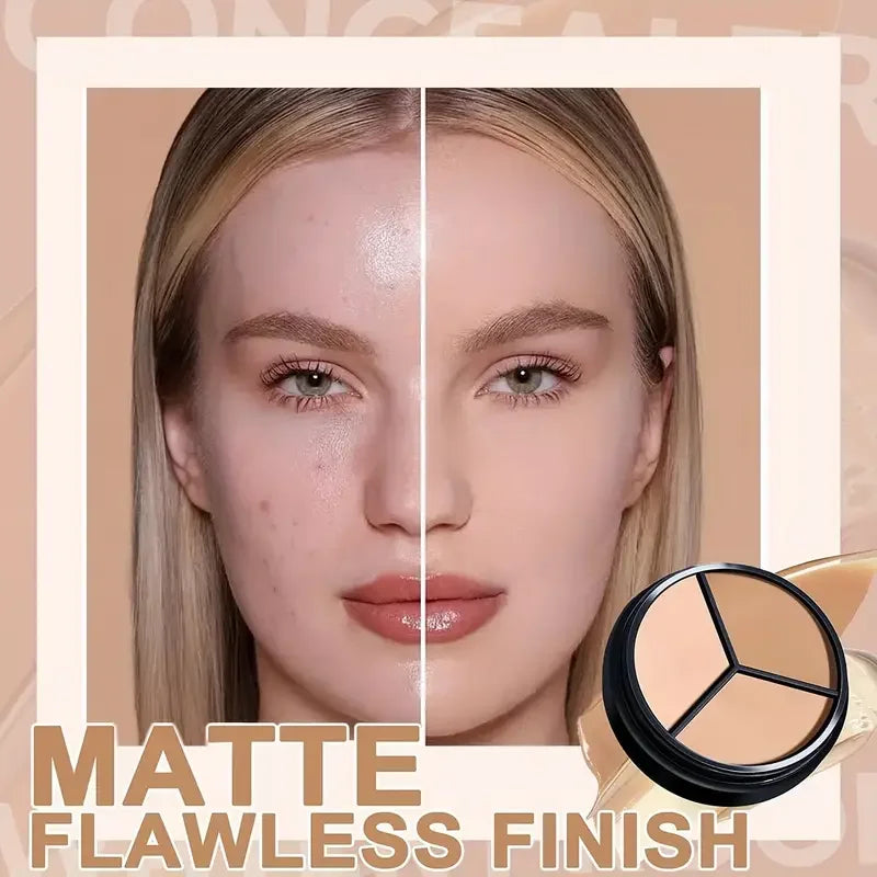 3-in-1 Face Concealer Makeup 3 Color Concealer Perfect Concealer for Blemishes,Dark Circles and Contours Balm for All Skin Types Quake