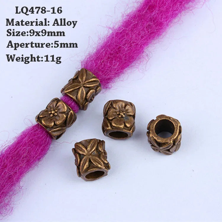 5-Piece Dreadlock Braid Beads Rings – Silver & Gold Hair Accessories