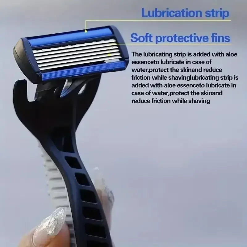 vvocci stainless steel razor tools hair removal Safety razor Men's manual razor 6-layer knife, replaceable razor head Quake