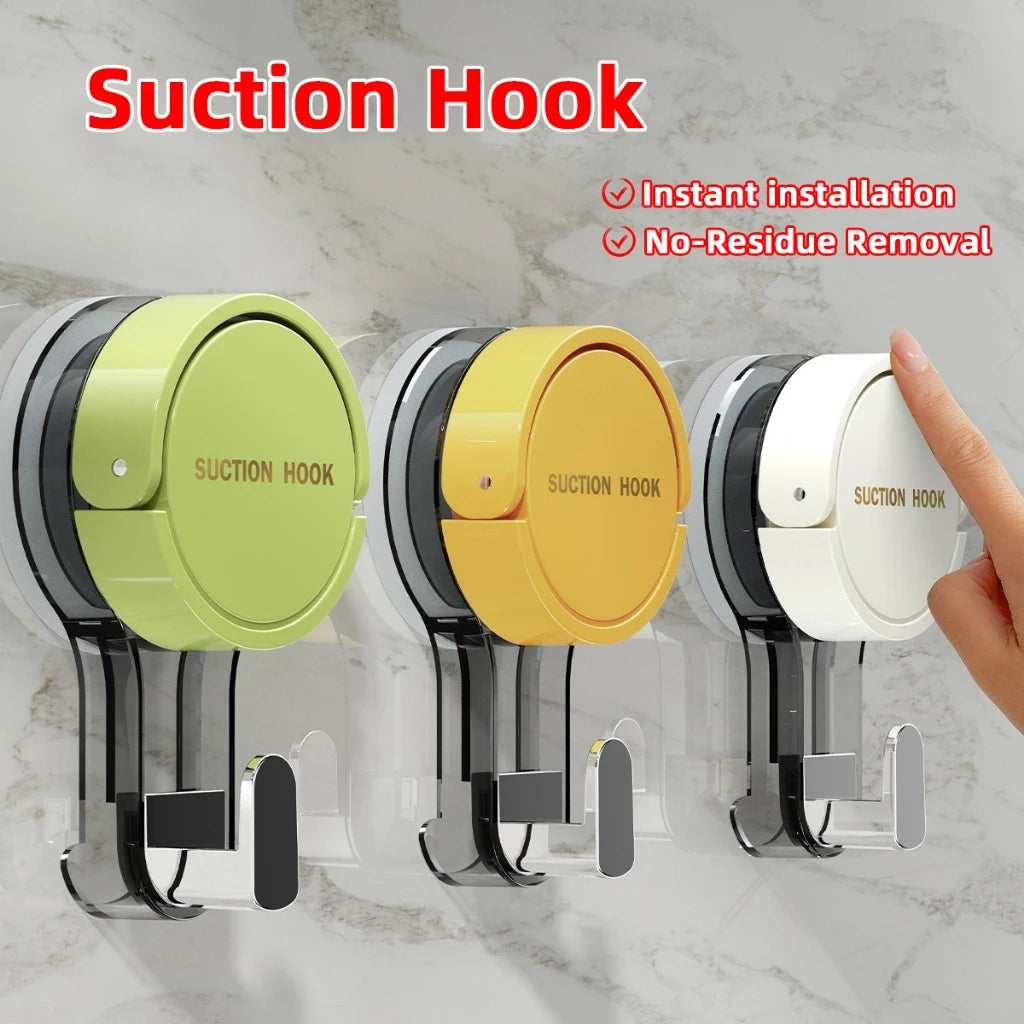 Suction Hooks Strong Vacuum Power Traceless No-Drilling Adhesive Hooks for Home Bathroom Kitchen Door Back and Toilet Area Quake