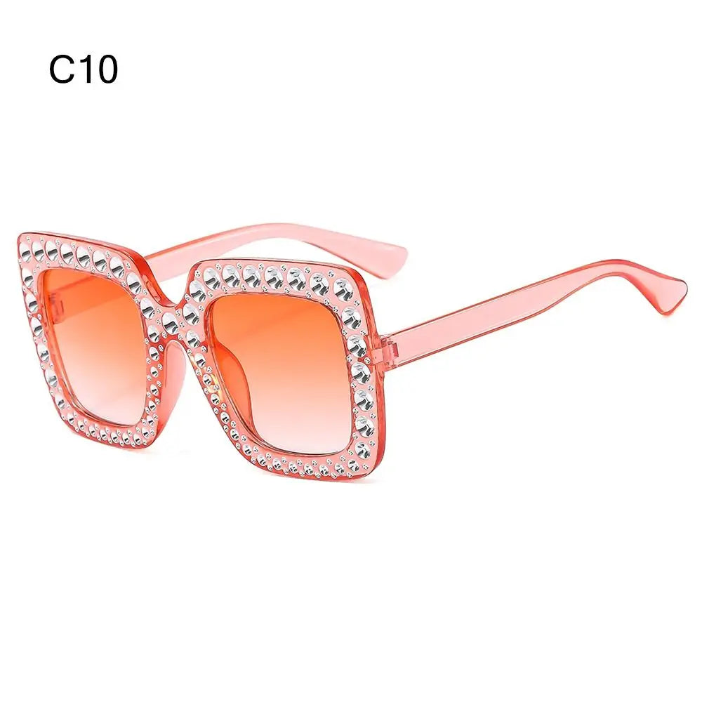 Bling Crystal Sunglasses for Kids Fashion Rhinestone Square Sun Glasses Children Trendy Retro Sparkling Shades UV400 Eyewear Quake C10