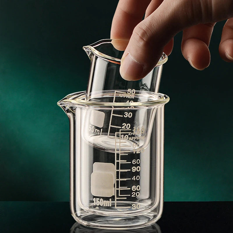 YWDL Heat Resistant Borosilicate Glass Beaker Measuring Cup Thick Glass Measuring Jug for Lab & Kitchen Multiple Capacity Quake